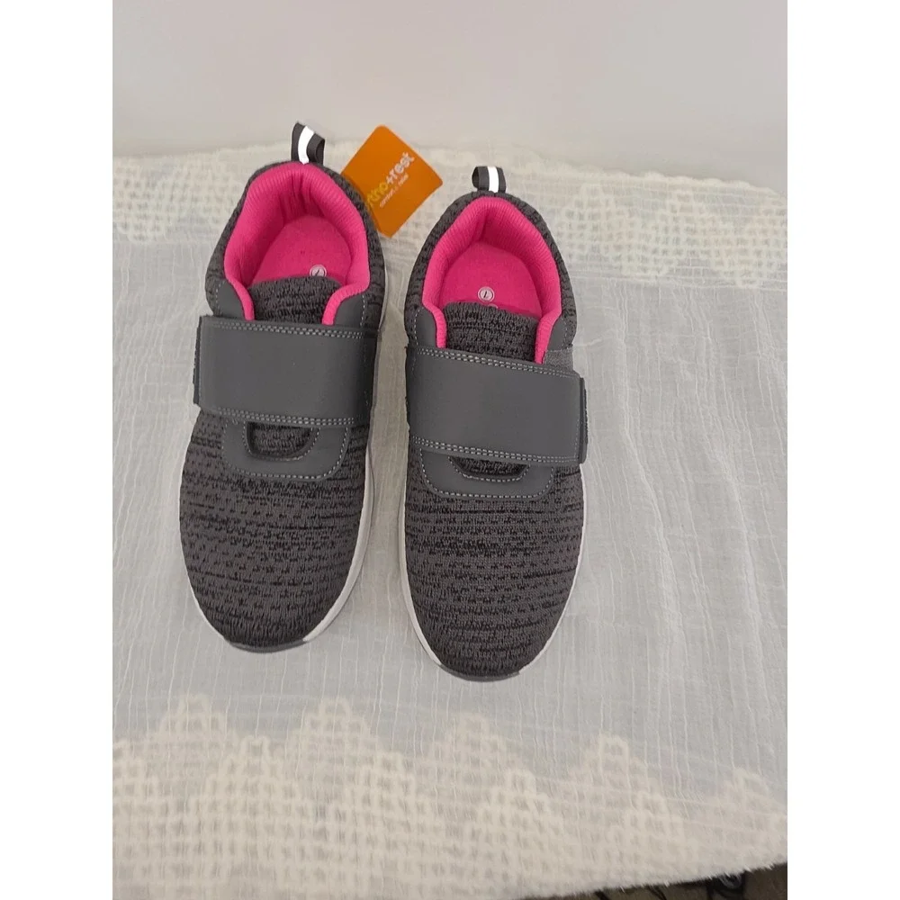 Ortho+rest Women's Diabetic Walking Shoes Norma Grey Pink Strap Sz 7 New
